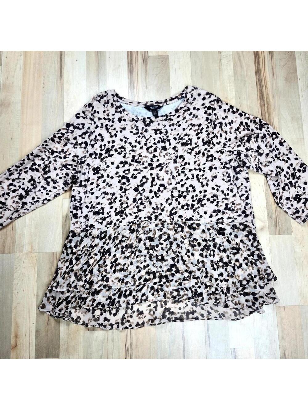 Simply Vera Wang Women's Animal Print Peplum Blouse XXL